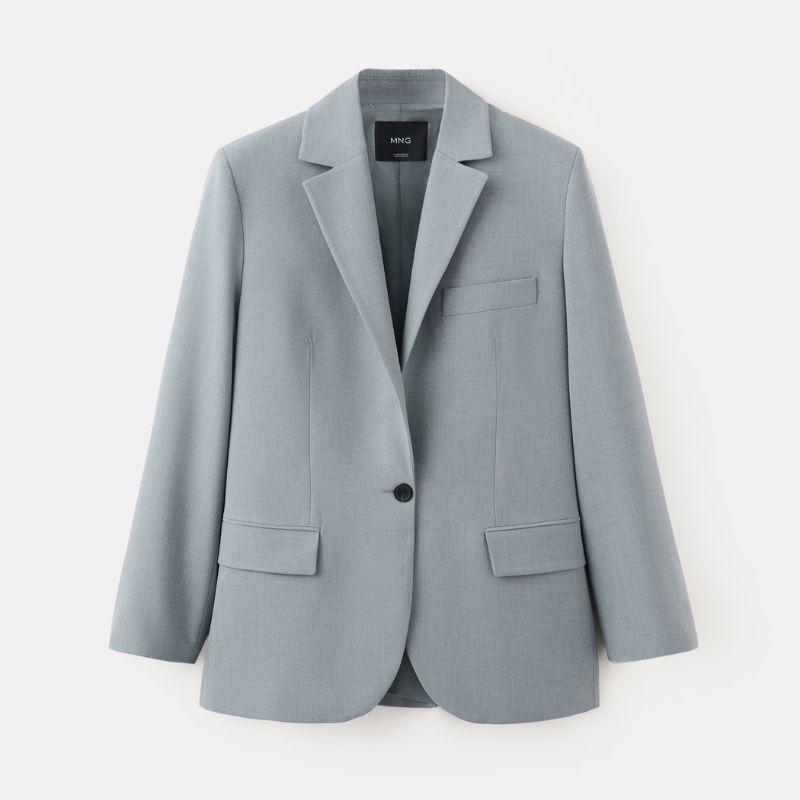 Mango , Straight Suit Jacket with Lapel Pockets