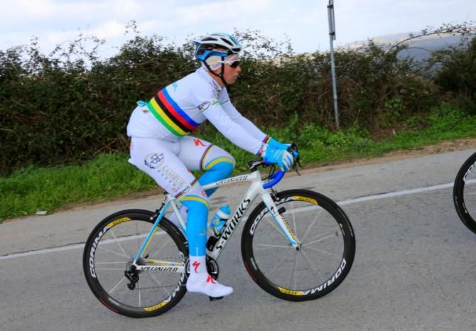 Under-23 road world champion Alexsei Lutsenko was given a special kit to celebrate his win in Valkenburg this year