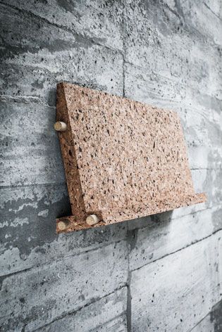 'Stow', is a wall-shelf with acoustic properties, exploring how cork absorbs sound.