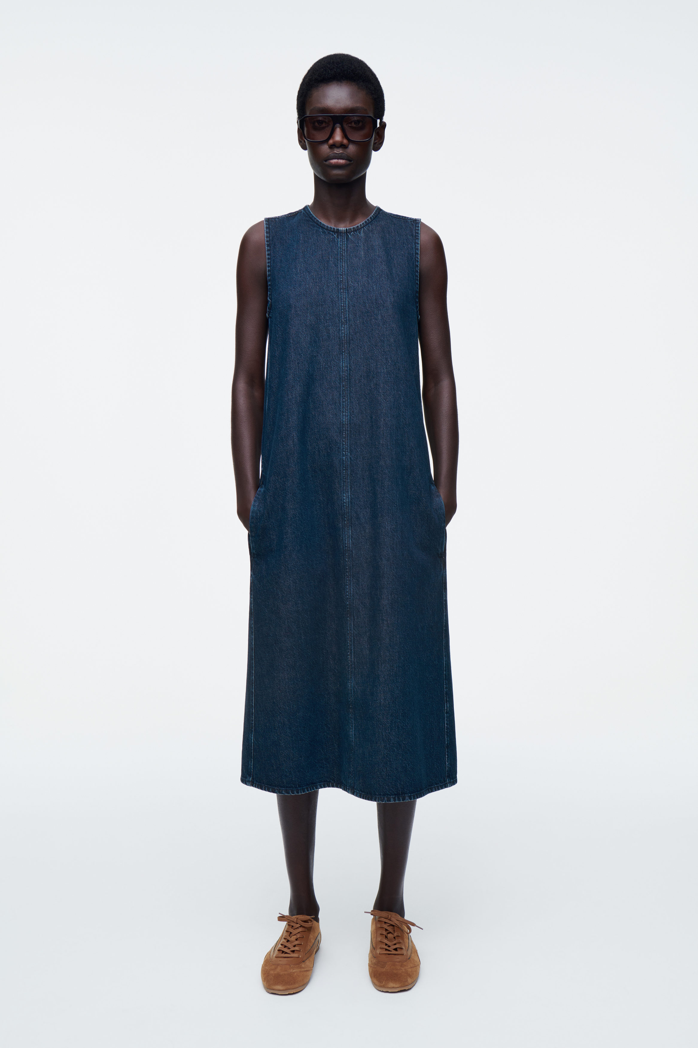 Sleeveless Denim Midi Dress