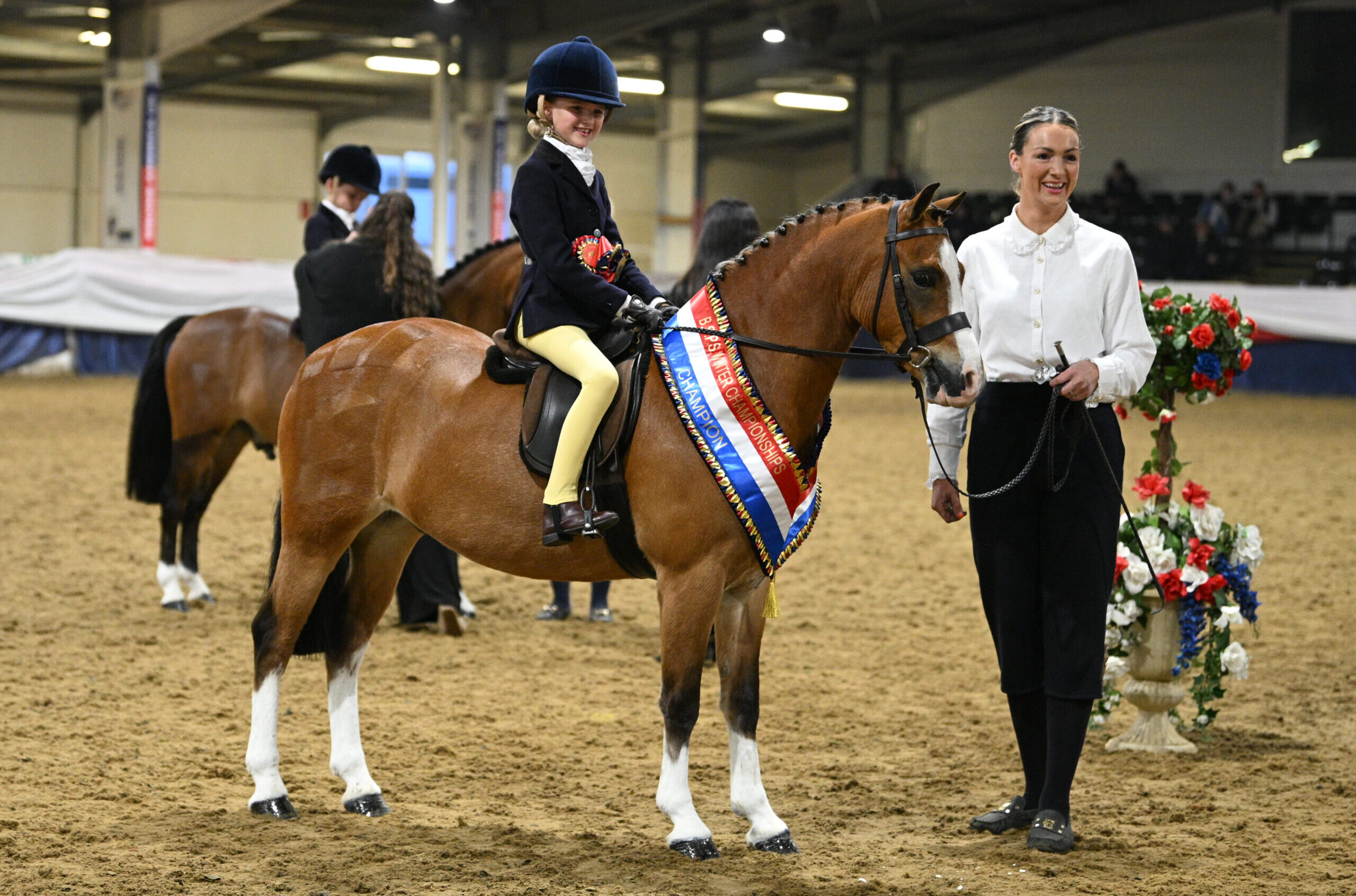 Gwyrddparc Fandango and Phoebe Patterson are novice mini show hunter pony champions