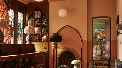 The quirky, homeware-filled interiors of House of Hackney, tinted in a golden, 70s-inspired hue.