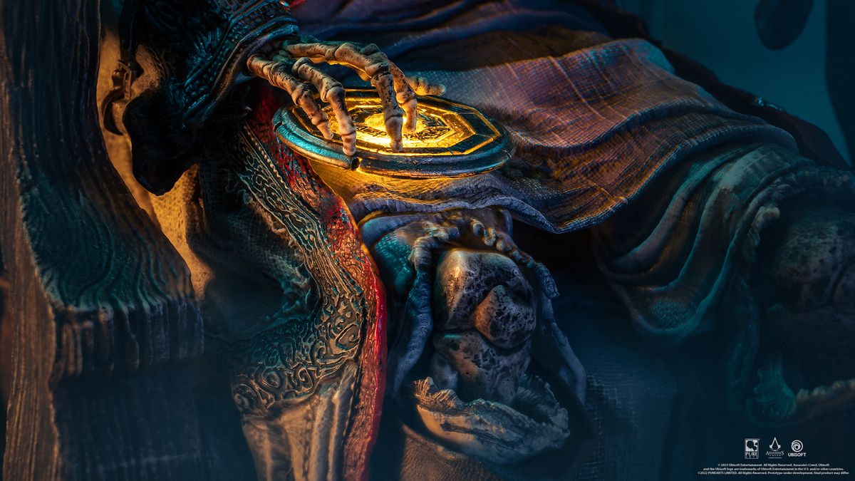 Closeup of Altair skeleton and memory seal from the R.I.P. Alta&iuml;r 1/6 Scale Diorama