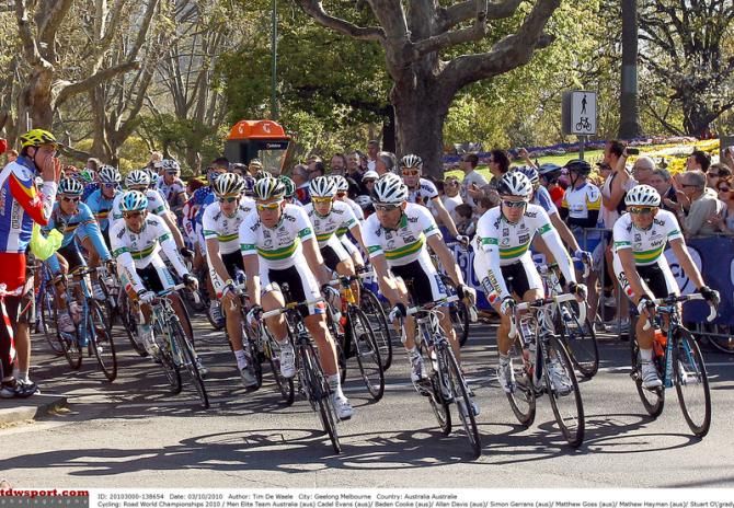 The Australian team during its home Worlds in Geelong, 2010