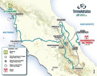 The map of the 2025 Tirreno-Adriatico