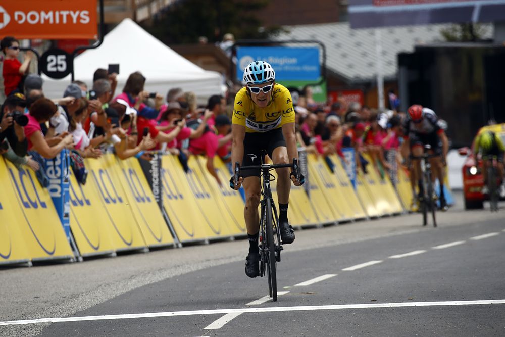 Geraint Thomas (Team Sky) finished second on stage 6 of Criterium du Dauphine