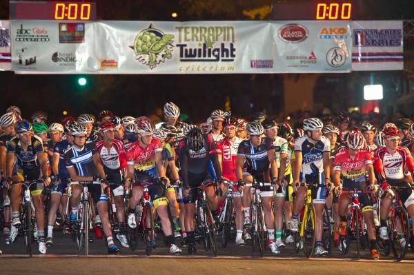 The Pro Men await the start of the 2012 Terrapin Twilight Criterium