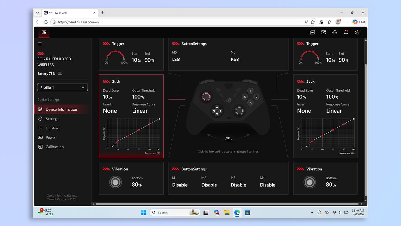 Asus Gear Link web-based app screenshot