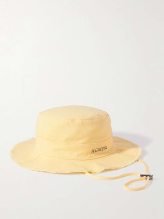 Artichaut Embellished Frayed Cotton-Twill Bucket Hat