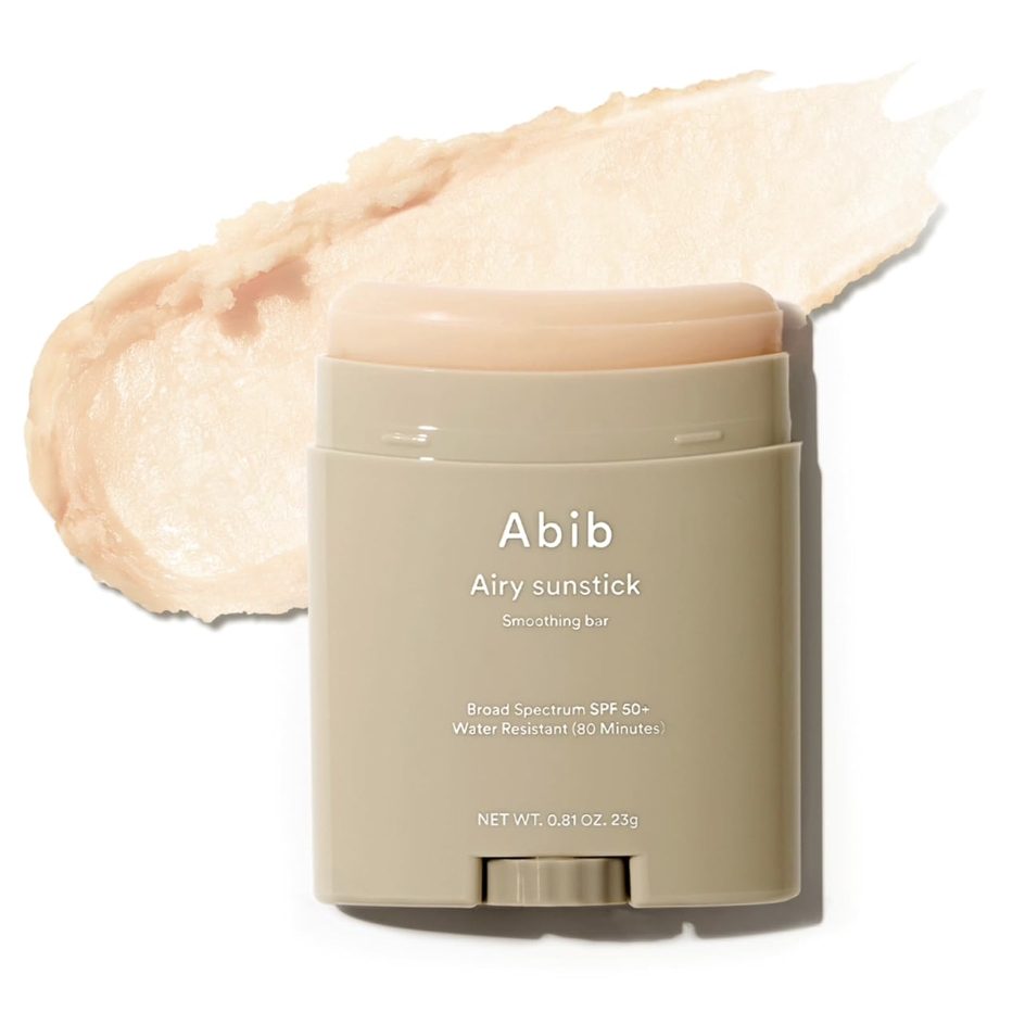 Abib Airy Sunstick Protection Bar Spf50+ Broad Spectrum, Semi-Matte Sunscreen Stick for Oily &amp; Combination Skin, No White Cast, Water-Resistant, Korean Sunscreen, 0.81 Oz / 23 G