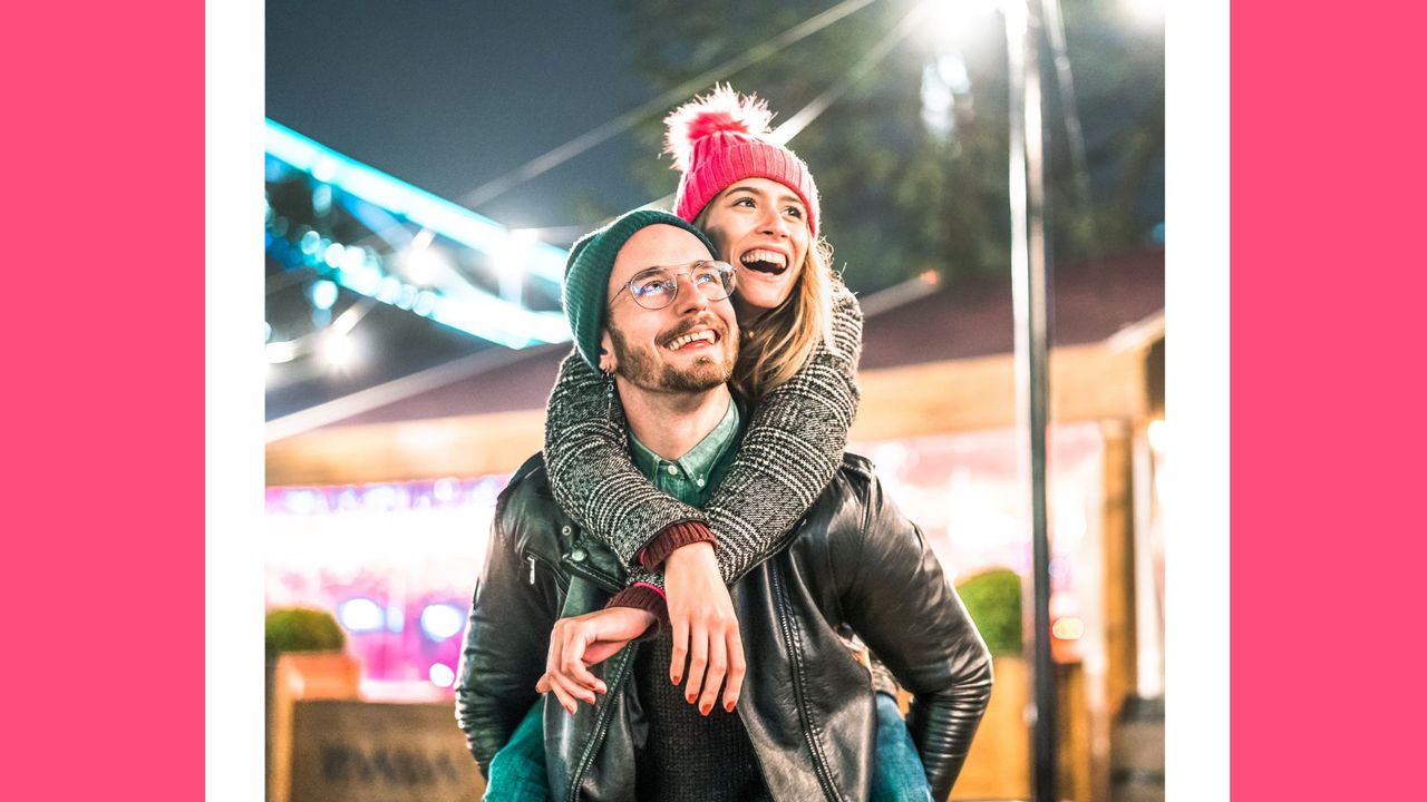 couple on an outdoor date at a market