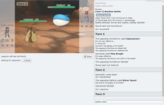 Best Browser Games: Pokemon Showdown - a text box with battling monsters displayed