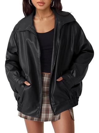 AUTOMET, Automet Lederjacke Frauen Plus Größe Faux Wildleder Motorrad Mantel Mode Herbst Winter Kleidung 2024 Schwarz xxl