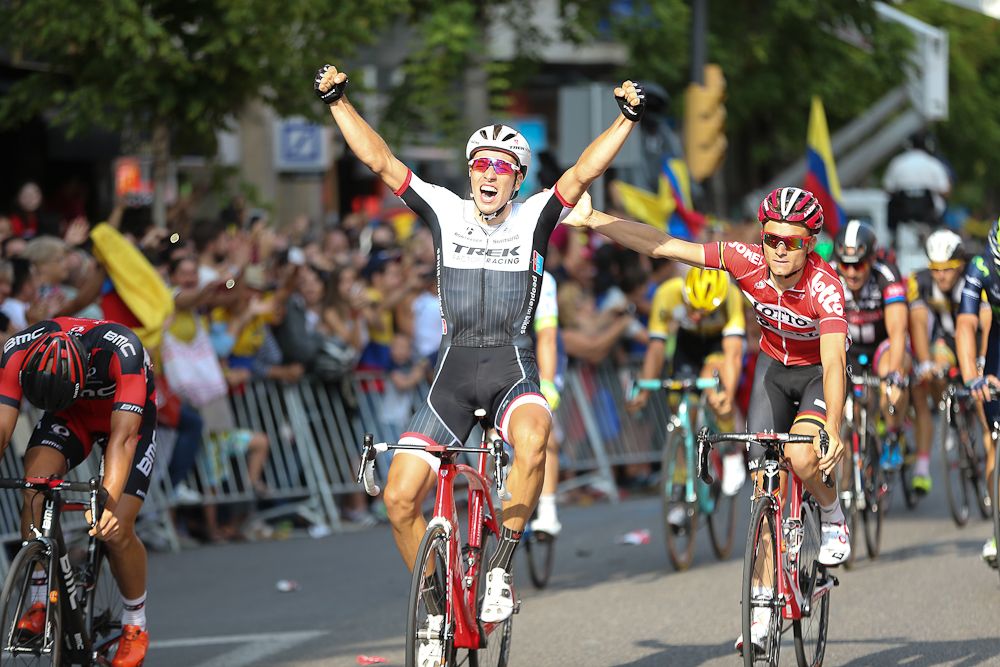 Danny van Poppel (Trek Factory Racing) wins stage 12 of the 2015 Vuelta a Espana.