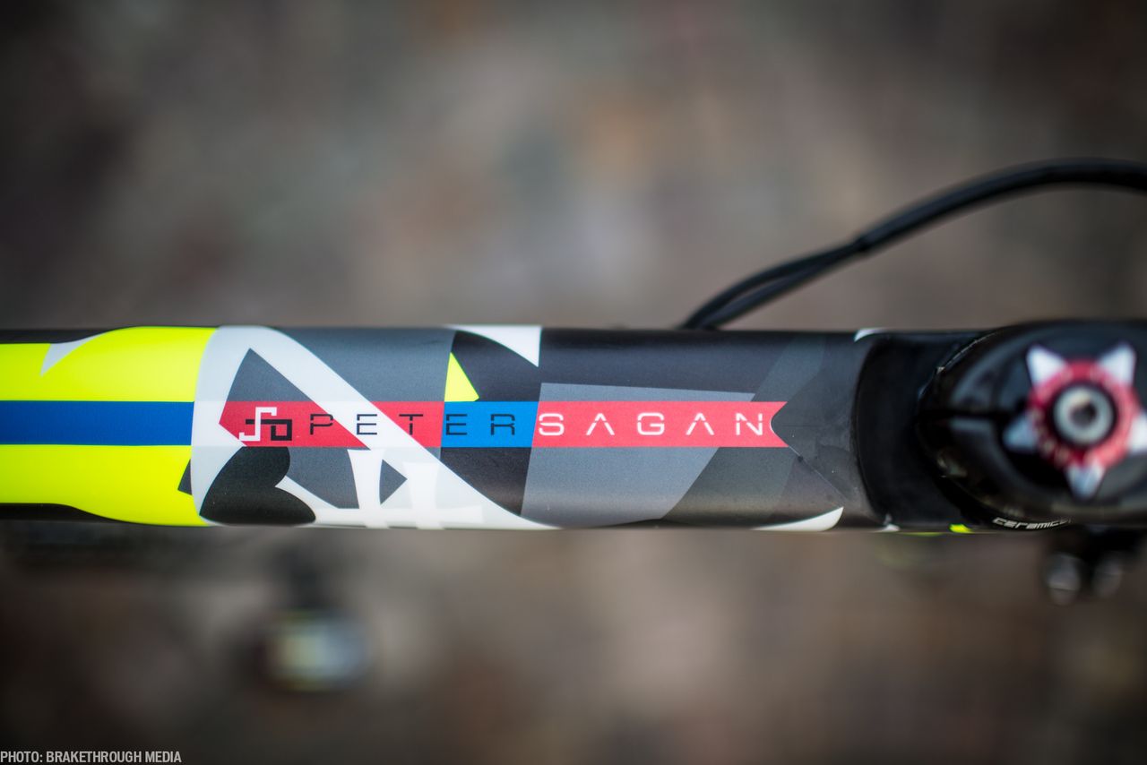 Peter Sagan's camouflage paint job.