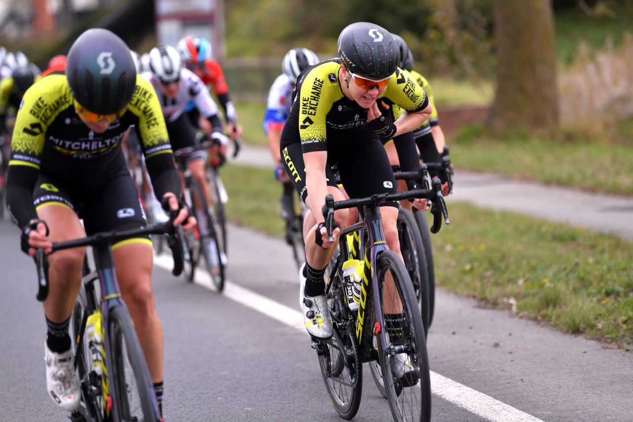 DE PANNE BELGIUM OCTOBER 20 Sarah Roy of Australia and Team Mitchelton Scott during the 3rd Driedaagse Brugge De Panne 2020 Women Classic a 1563km race from Brugge to De Panne AG3daagse on October 20 2020 in De Panne Belgium Photo by Luc ClaessenGetty Images