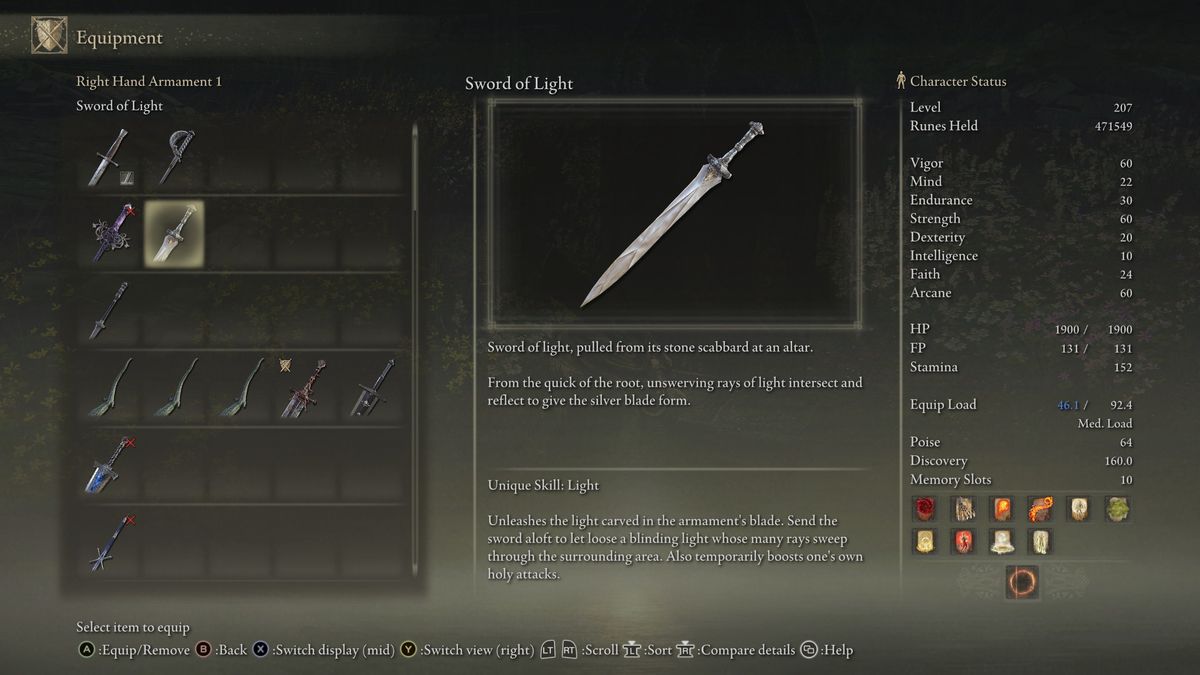Elden Ring Stone-Sheathed Sword - Sword of Light