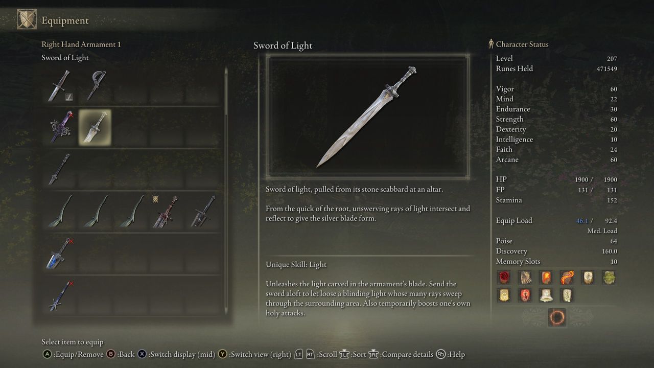 Elden Ring Stone-Sheathed Sword - Sword of Light