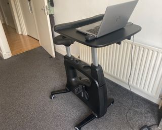 Image of desk bike from FlexiSpot during testing at home