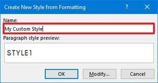 Microsoft Word new style settings