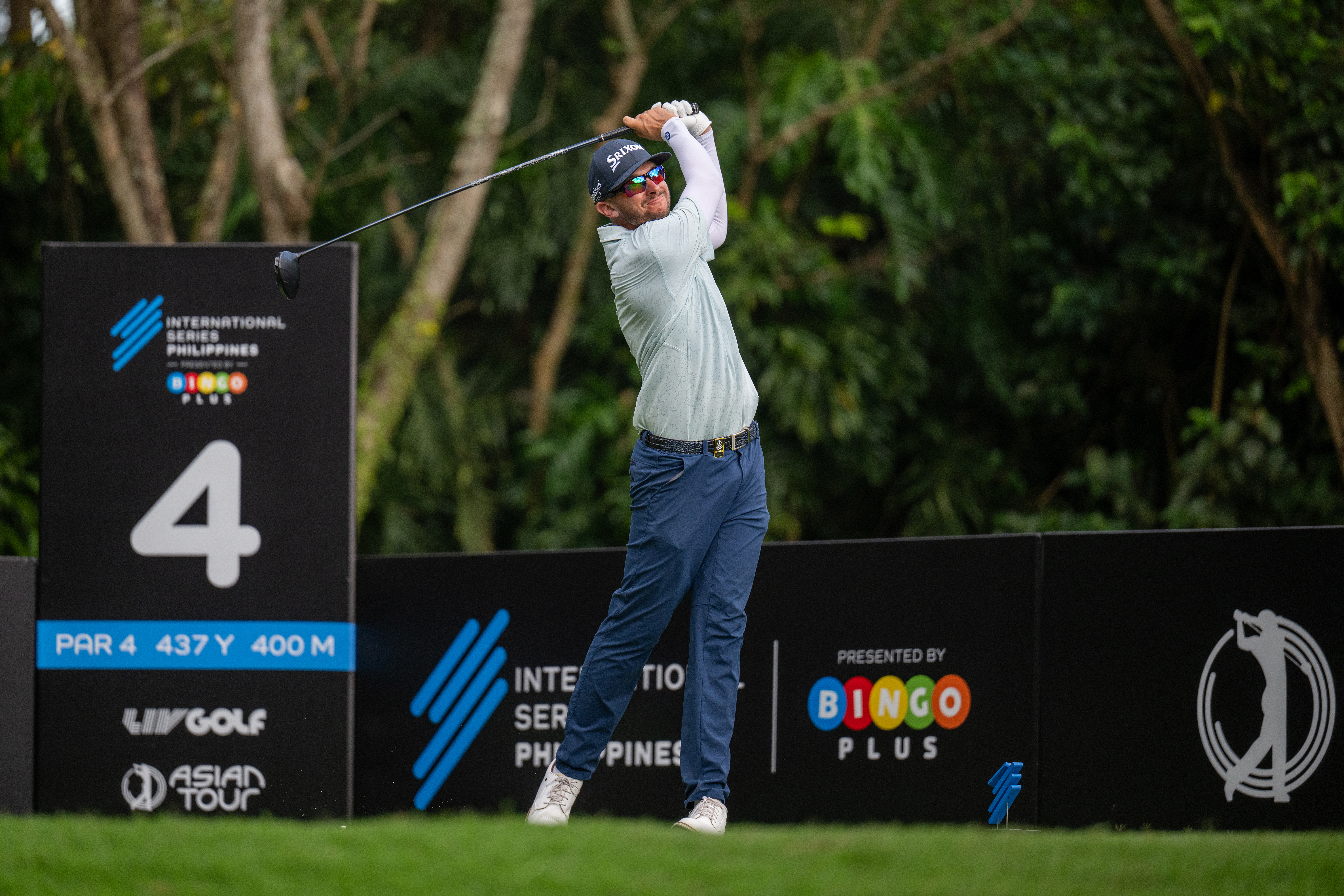 John Catlin holds his finish on a drive at the International Series Philippines