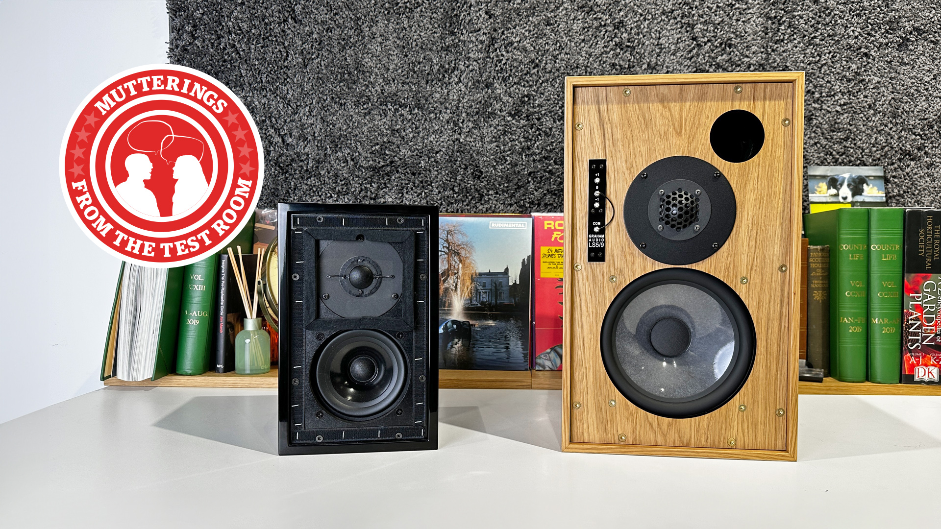 KEF LS3/5A and Graham Audio LS5/9 on white desk