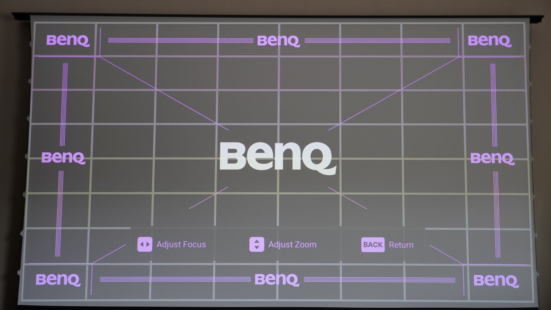 BenQ W5800 projector setup screen