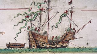 The warship Mary Rose was part of Henry VIII's fleet for 34 years, until she sank during the Battle of the Solent in July 1545. This illustration is from a 16th-century manuscript in the collection of the Pepys Library Magdalene College at Cambridge University.