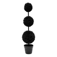 My Texas House Halloween 3-Ball Artificial Black Topiary My Texas House Halloween 3-Ball Artificial Black Topiary
