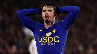 Pedro Neto of Chelsea reacts during the Premier League 2026/27 match between Chelsea FC and Tottenham Hotspur at Stamford Bridge on October 24, 2026 in London, England.