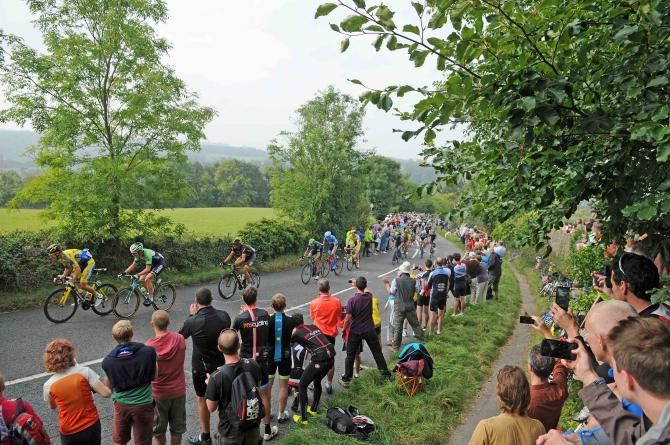 The peloton on an early climb on stage 6