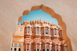 Inside of the Hawa Mahal or The palace of winds at Jaipur India