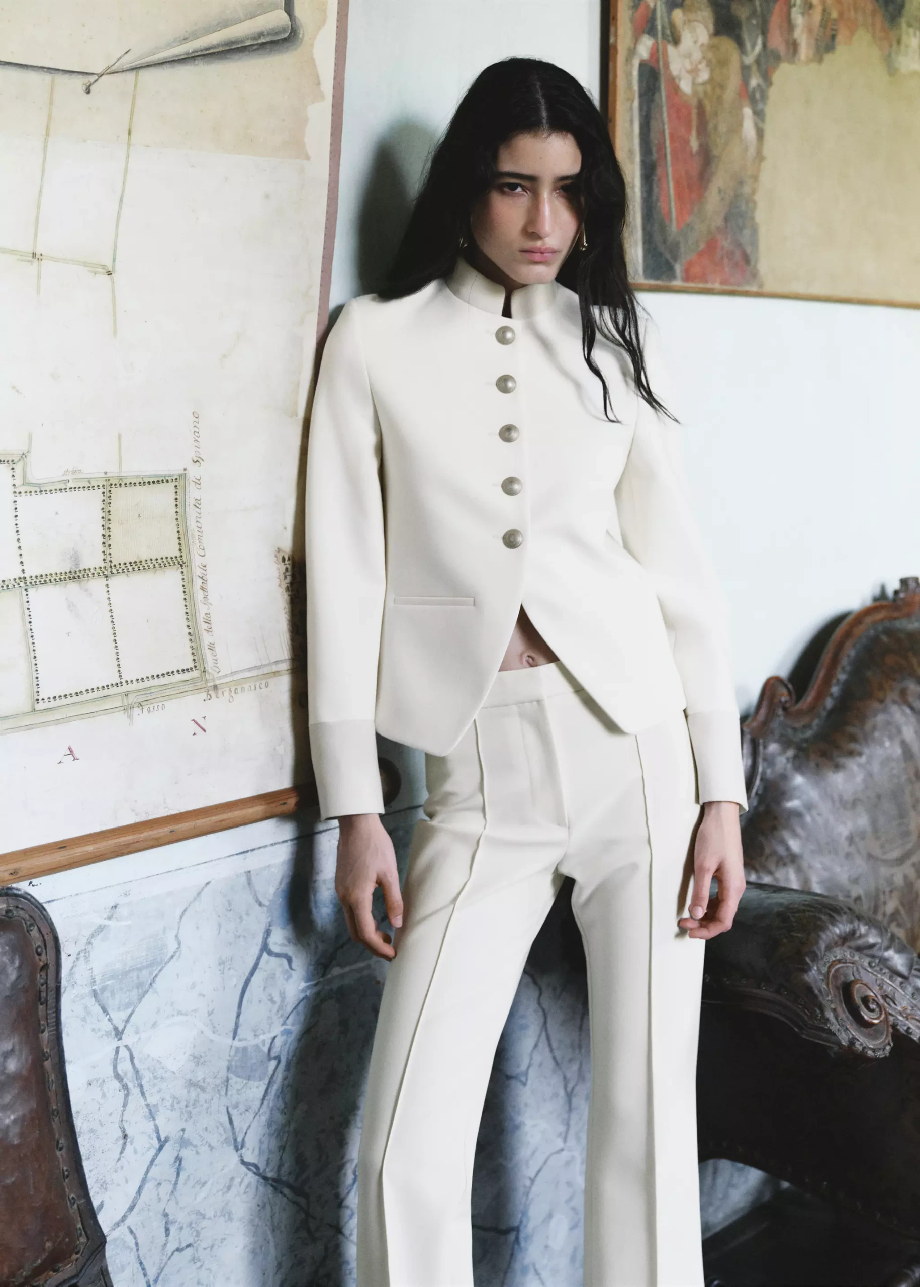 Jacket With Jewel-Button Strip Collar - Women | Mango Usa