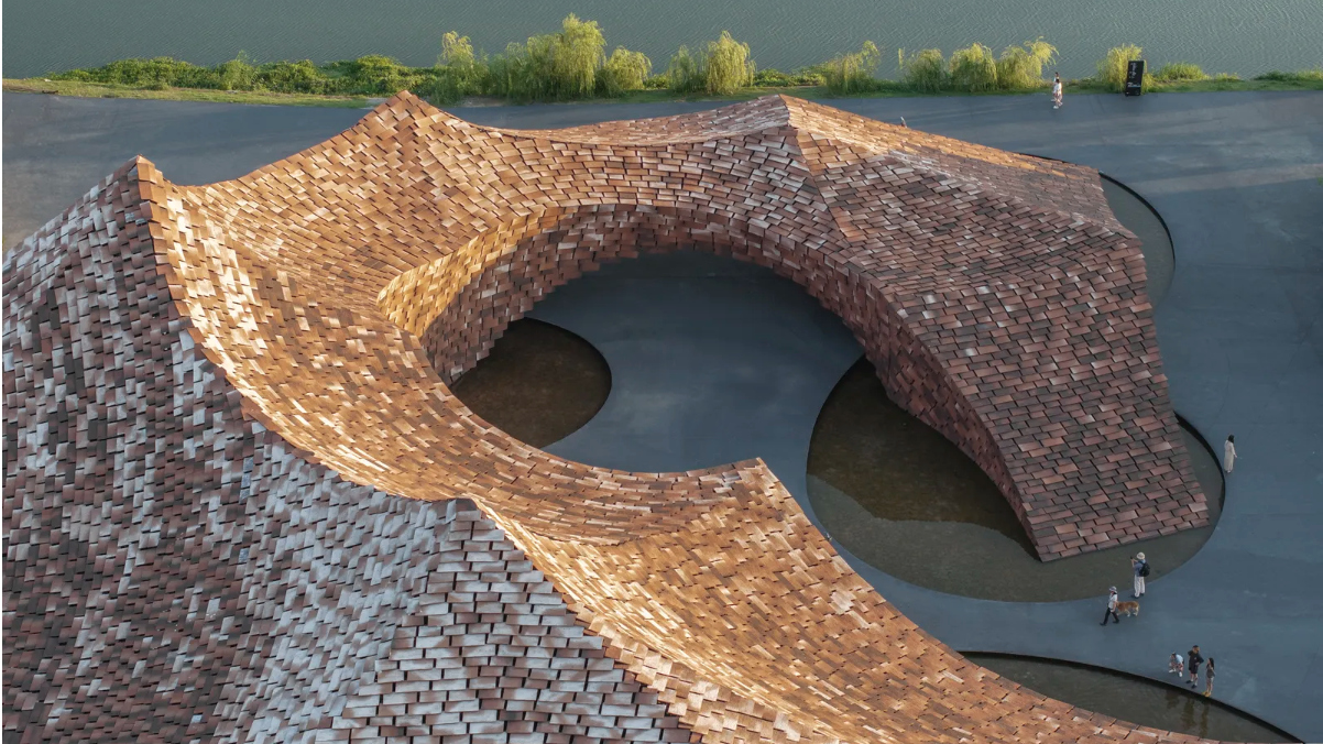 Sculptural, wave-like exterior of UCCA Clay Museum Kengo Kuma, shortlisted for Brick Award 26