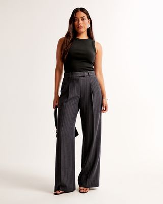 Curve Love A&f Harper Tailored Ultra-Wide Leg Pant