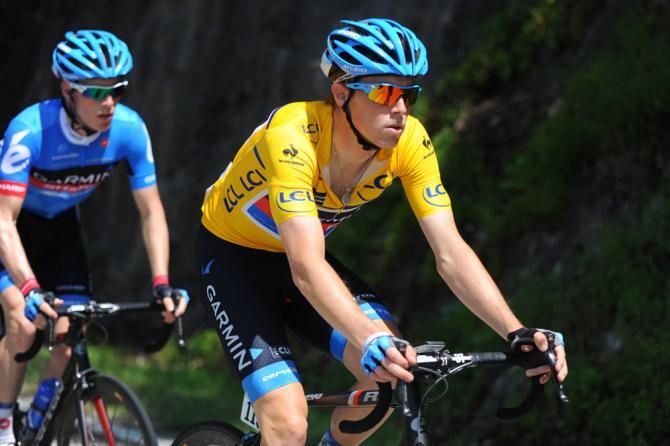 Rohan Dennis (Garmin-Sharp) in the Crit&eacute;rium du Dauphin&eacute; leader's jersey