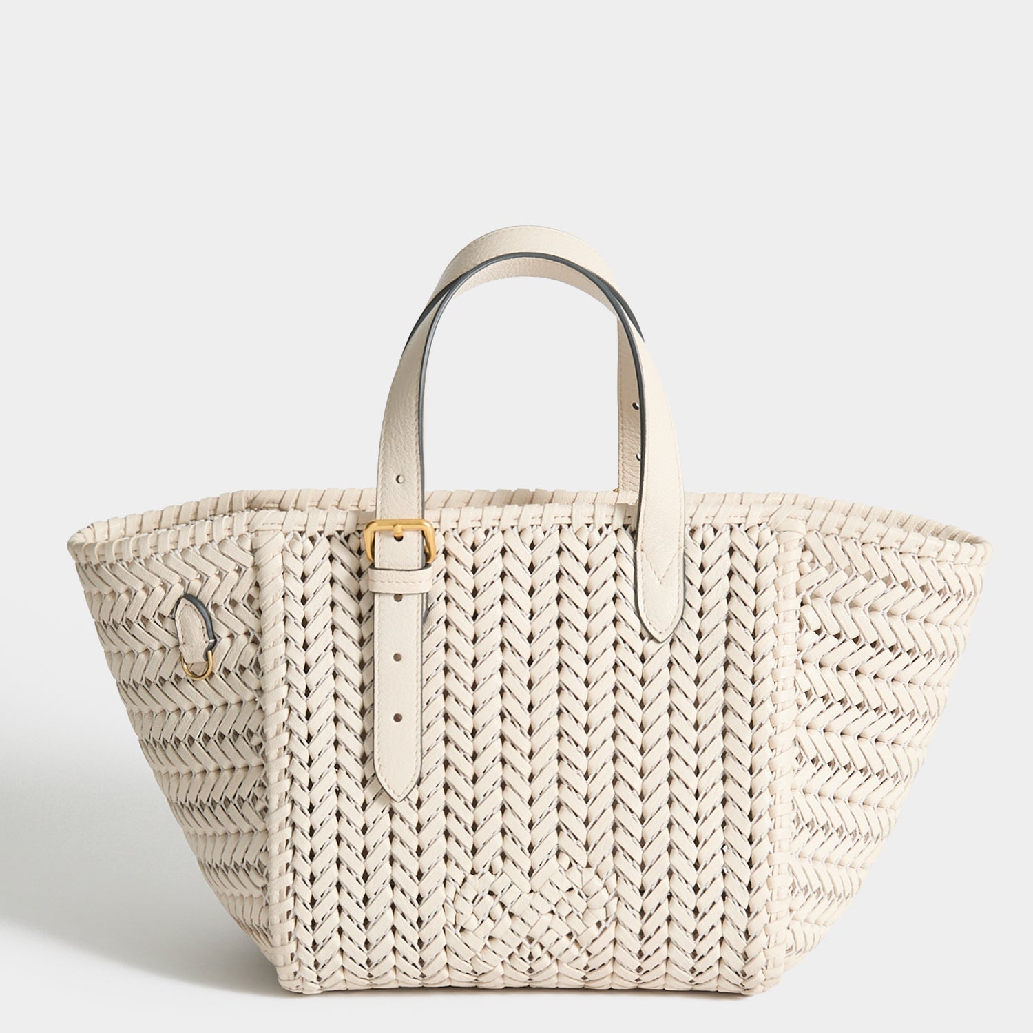Neeson Small Square Tote | Capra Leather in Chalk