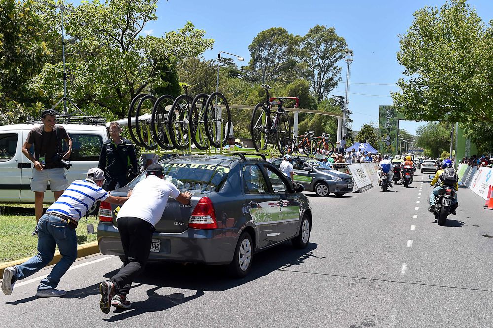 This team car needed a helping hand.