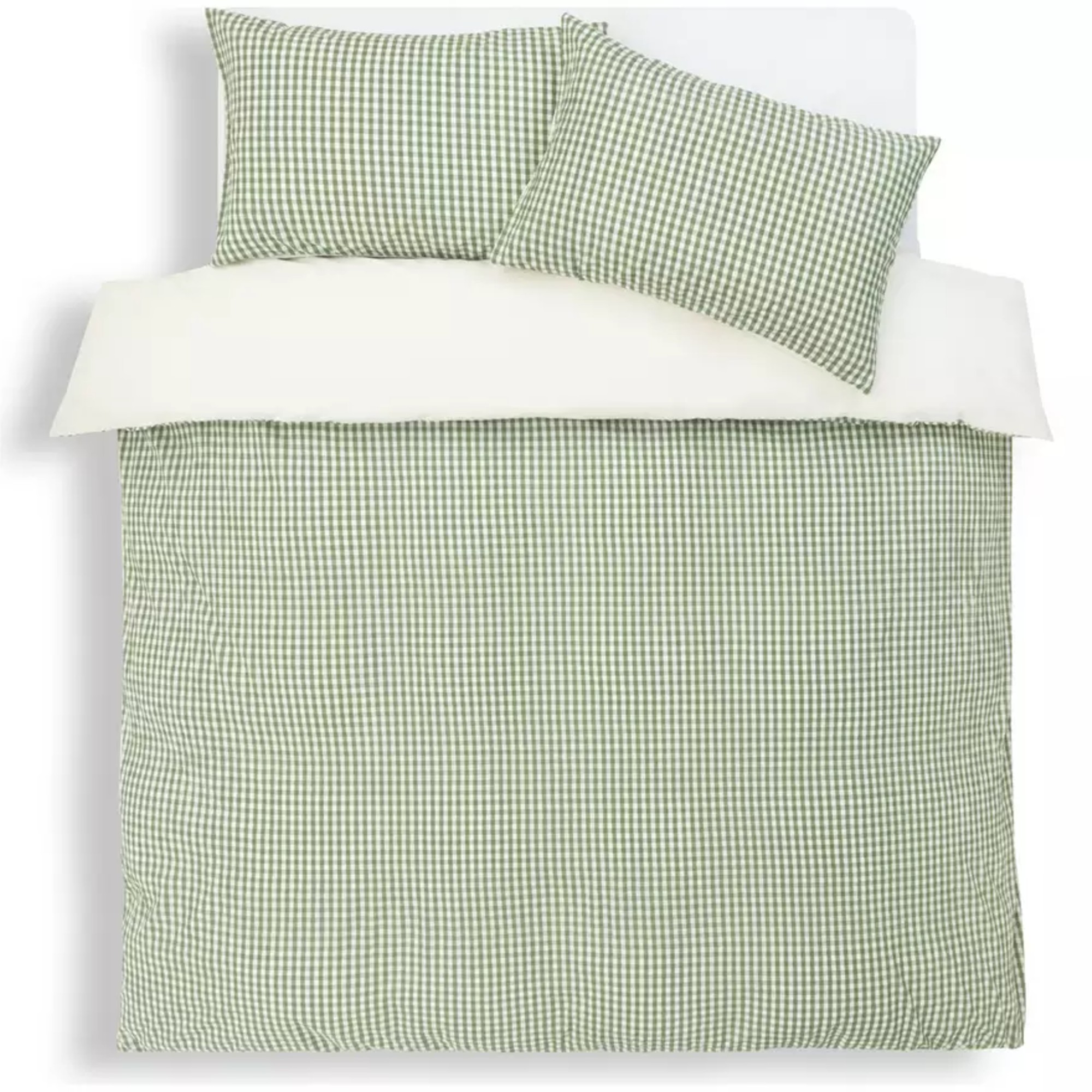 Habitat Seersucker Gingham Woven Green Bedding Set