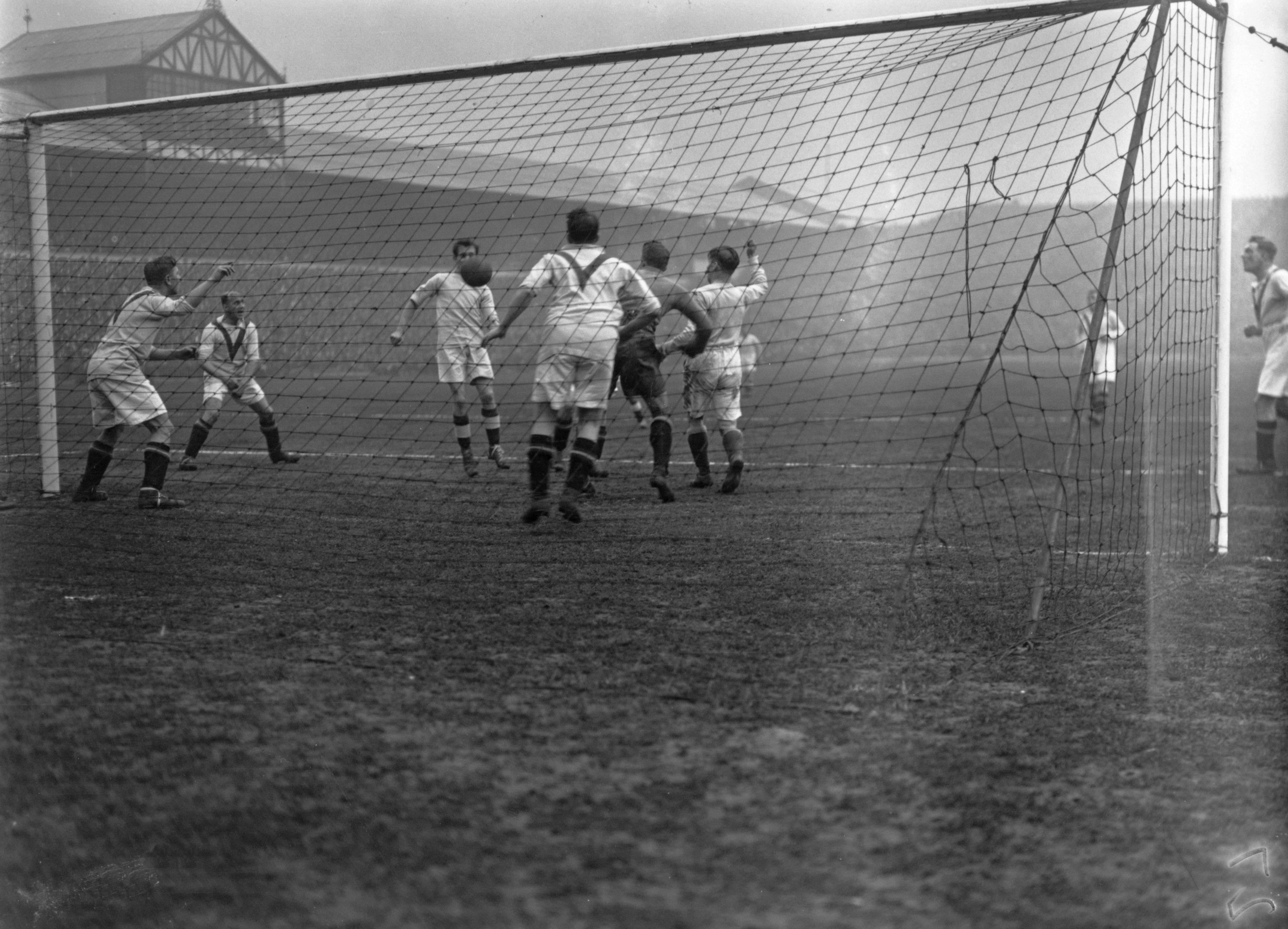 Manchester City take on Manchester United in the FA Cup semi-finals in March 1926.