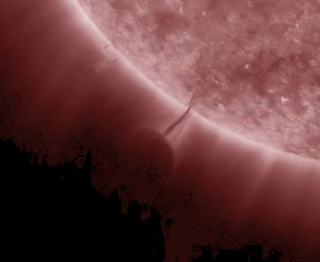 A solar prominence and associated filament tunnel, photographed March 12.