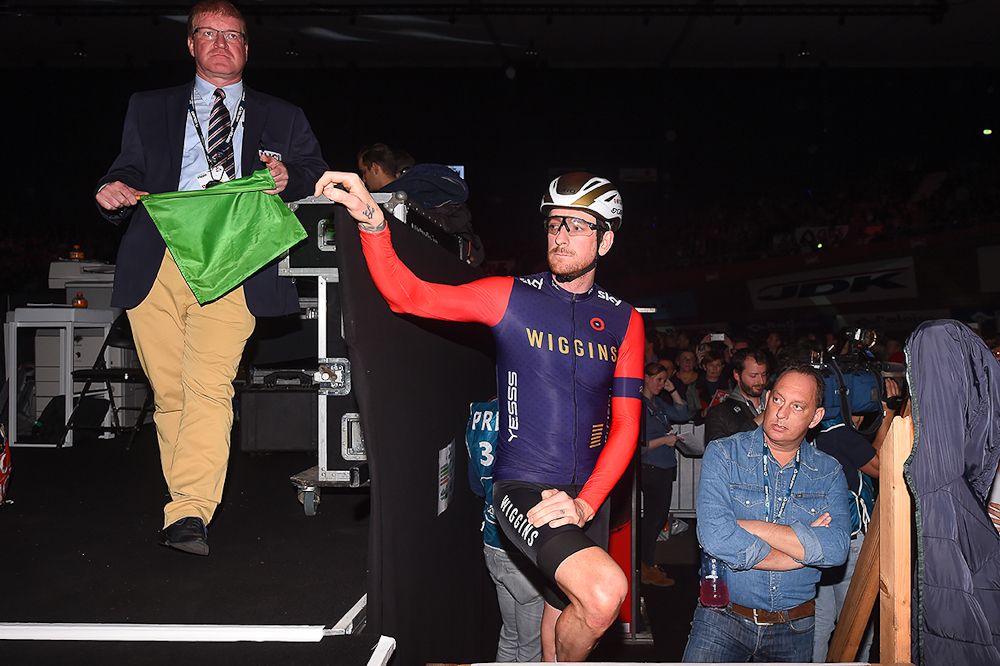 Bradley Wiggins waits his turn for the farewell race for Fabian Cancellara