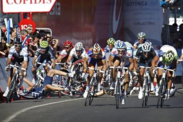 Riders went over the top of other riders because they had no where to go