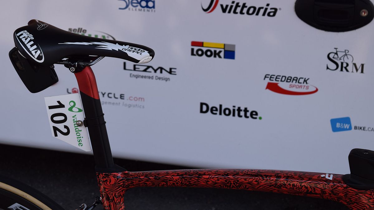 Andre Greipel equipped his bike with his usual custom saddle