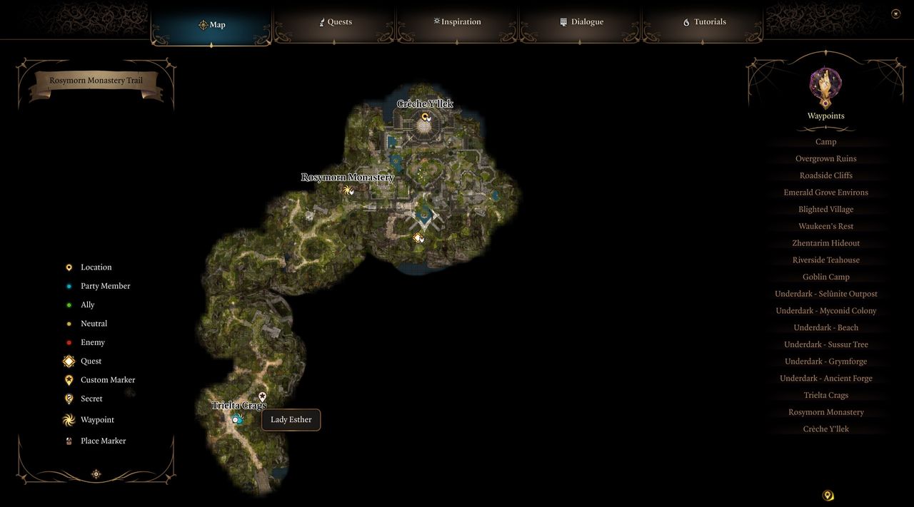 Map of Mountain pass showing Githyanki Creche location