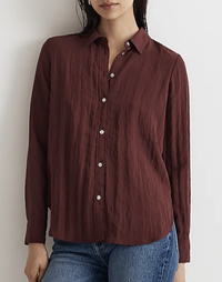 Crinkled Button-Up Shirt in Dark Cabernet, $88 (£71) | Madewell
