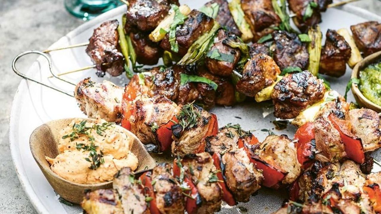 Balsamic pork kebabs 