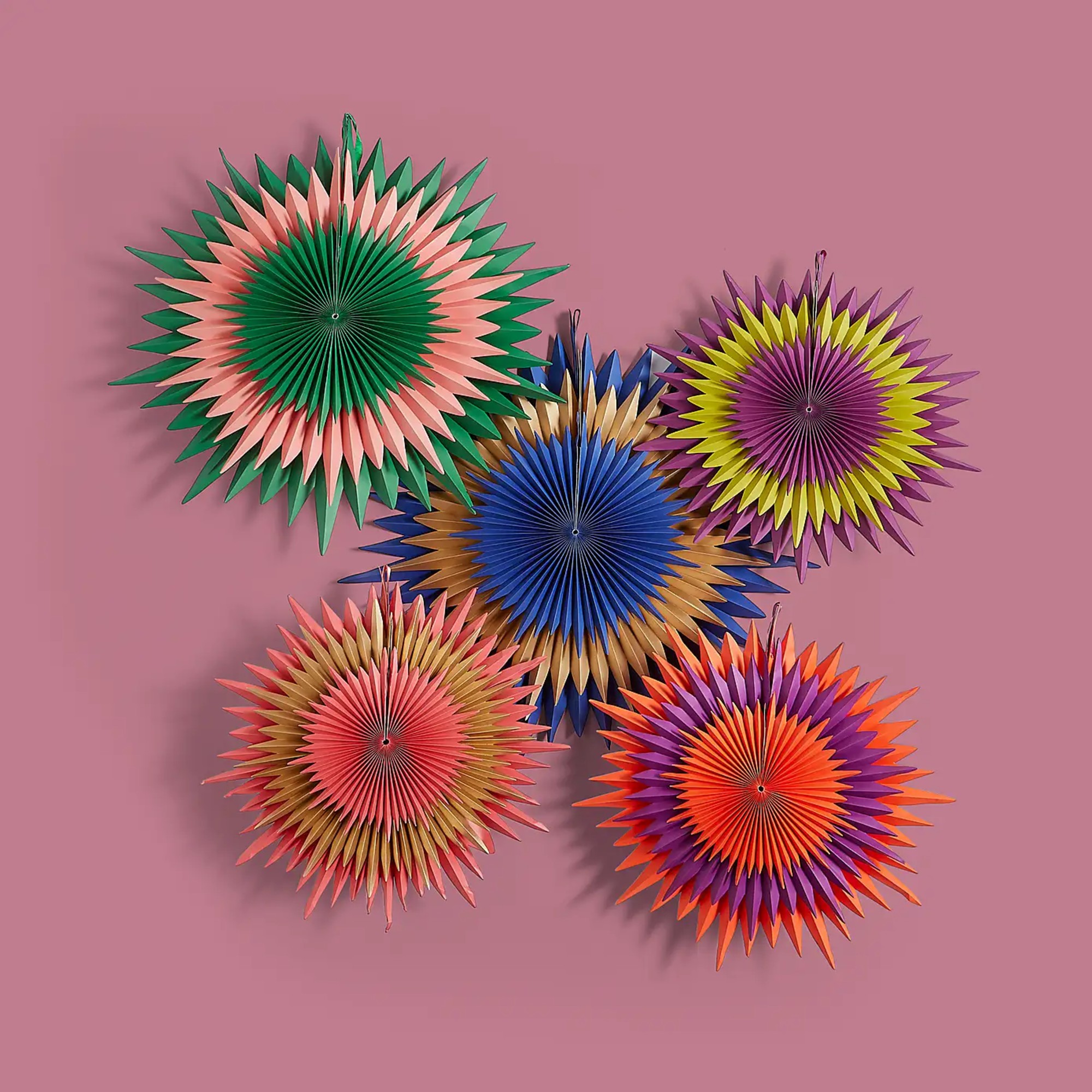 Dunelm Pack of 5 Sophie Robinson Folding Prism Star Paper Fans