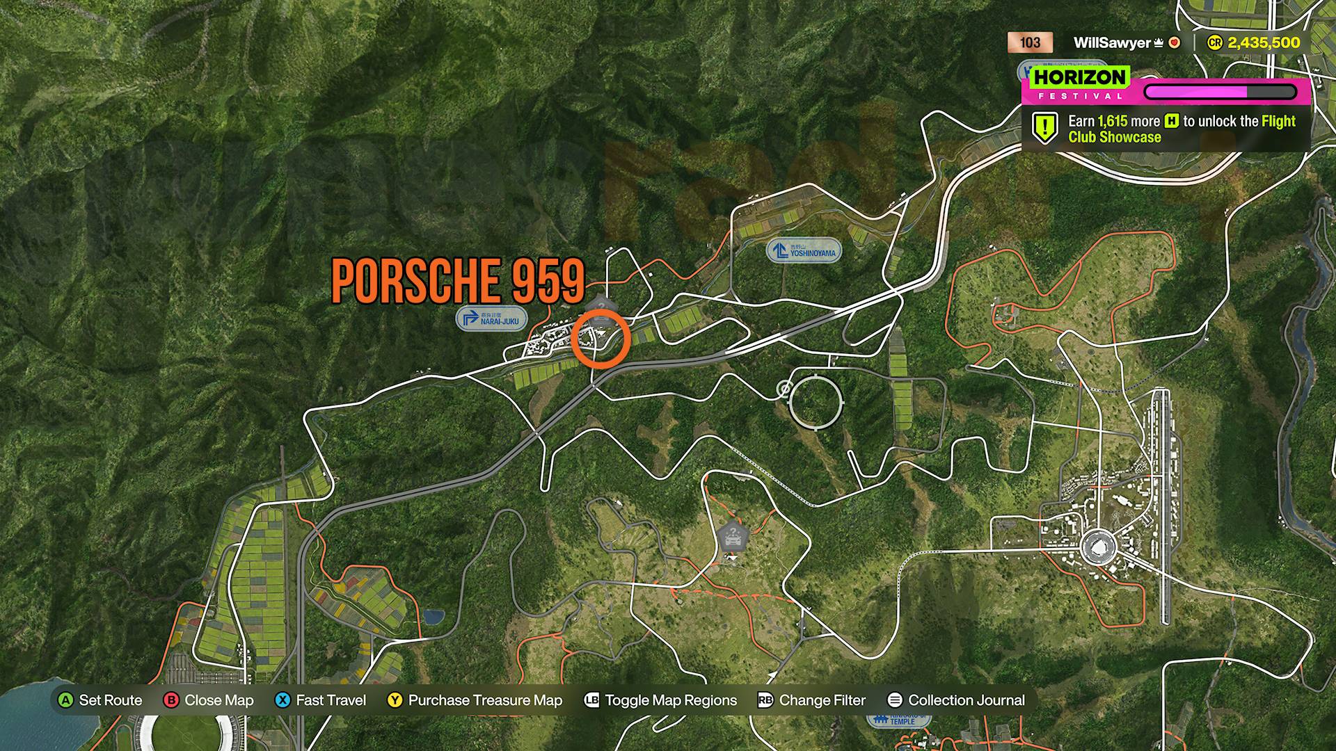 Forza Horizon 6 Treasure Cars map Porsche 959 in Shimanoyama