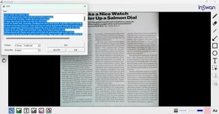 Scan of magazine article being scanned by Documate software